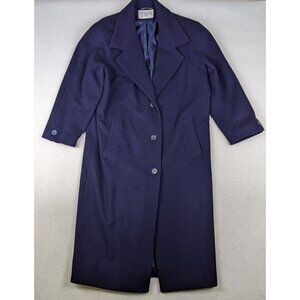 INTERNATIONAL SCENE - WOMEN'S NAVY BLUE WOOL LONG OVERCOAT - SIZE 13/14